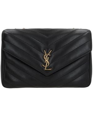 Saint Laurent Bag Mng L Loulou With Removale Tassels - Black