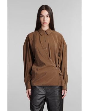 Lemaire Twisted Silk Button-Up Shirt - Brown