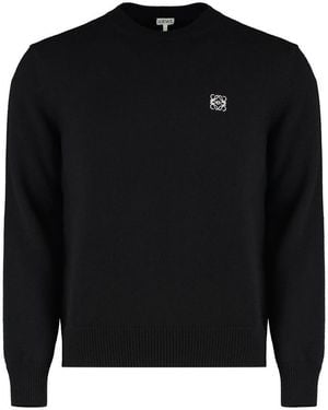 Loewe Crew-neck Wool Sweater - Black
