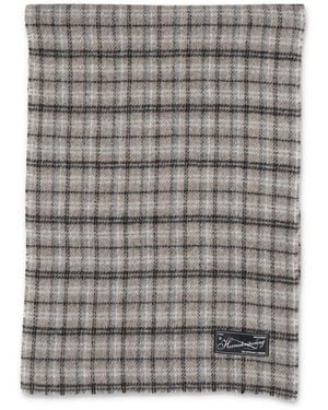 mfpen Checked Wool Fringed Scarf - Gray