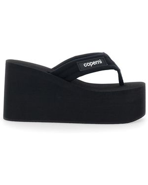 Coperni Black Platform Wedges With Logo Patch On The Side In Tech Fabric Woman - Blue