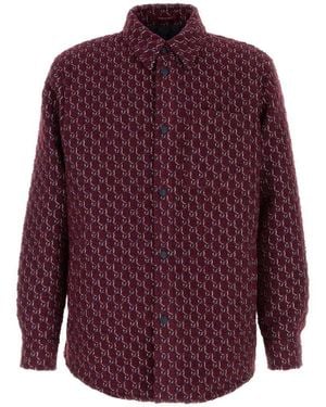 Gucci Burgundy Boucle Padded Shirt - Purple