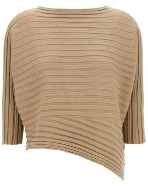 Issey Miyake 'Cotton Cashmere Knit' Top - Natural