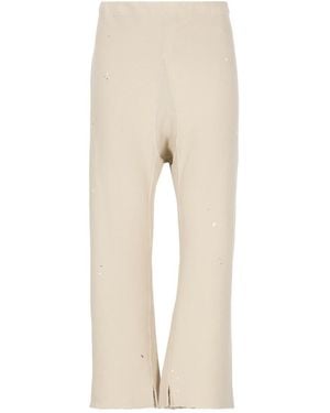 Maison Margiela Distressed Cotton Graffiti Pants - Natural