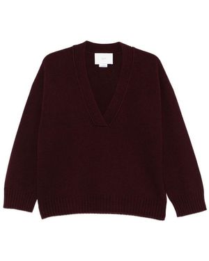 Vanisé Bordeaux V-neck Joanna Sweater - Red