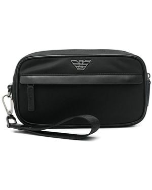 Emporio Armani Logo-Plaque Clutch Bag - Black