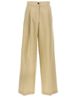 Yves Salomon High-Waisted Linen Blend Pants - Natural