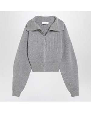 Sportmax Grey Zip-up Cardigan In Wool And