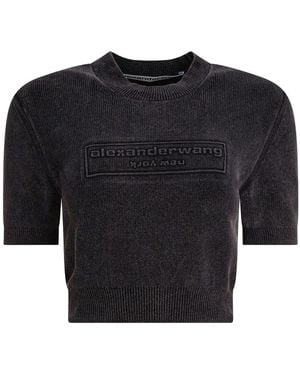 Alexander Wang Cropped Crew Neck T-Shirt - Black