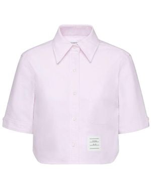 Thom Browne Cotton Cropped Shirt - Pink