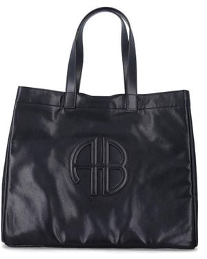 Anine Bing Large Rio Monogram Tote - Black