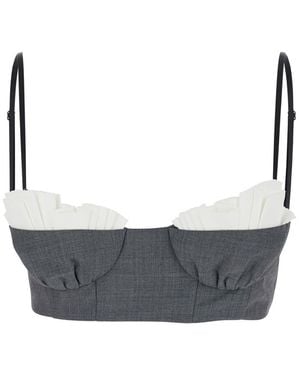 ShuShu/Tong Wool-Polyester Spaghetti Strap Bralette Top - Grey