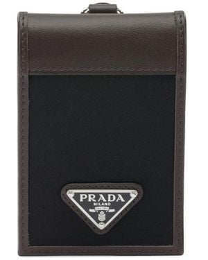 Prada Speedrock" Re-Nylon And Leather Cards Holder - Black