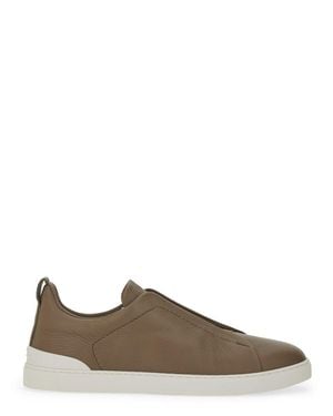 ZEGNA Low Top Triple Stitch Sneakers - Brown