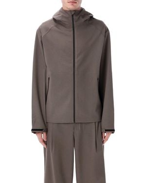 Hiking Patrol Waypoint Texture Hooded Jacket - Brown