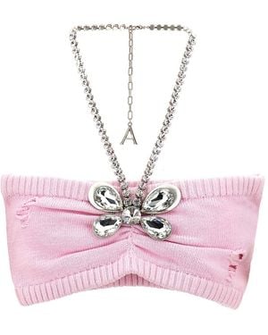 Area 'Crystal Butterfly Knit Bandeau' Top - Pink