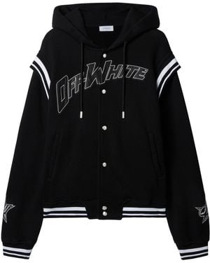 Off-White c/o Virgil Abloh Varsity Sweatshirt With Press-Stud Fastening And Bold Lettering - Black