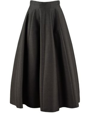 Alberta Ferretti Wool And Silk Midi Skirt - Black