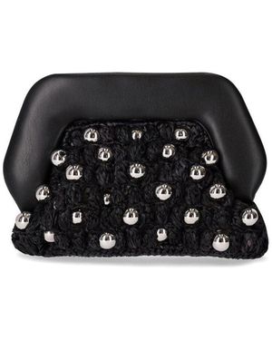 THEMOIRÈ Gea Straw Beads Black Clutch Bag