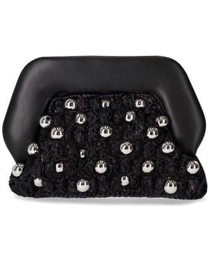 THEMOIRÈ Gea Straw Beads Clutch Bag - Black