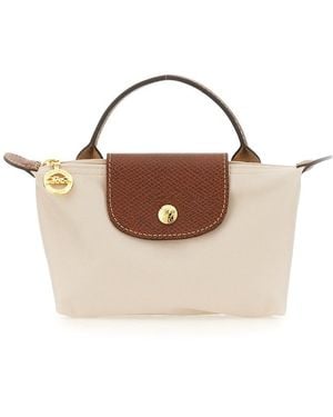 Longchamp 'Le Pilage Original' Handbag With One Top Handle And Embossed Logo On The Front - White