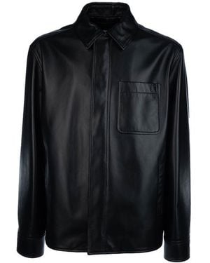 Loewe Leather Shirt Jacket - Black