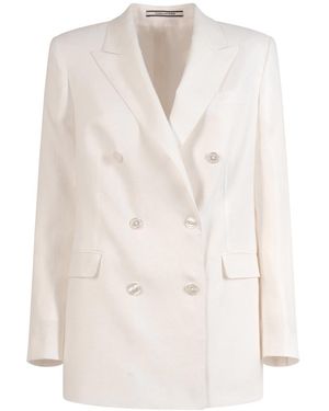 Tagliatore Jasmine Double-Breasted Linen Blazer - Natural