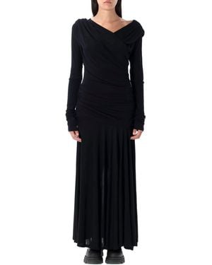 Ganni Draped Long Dress - Black