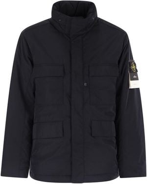 Stone Island Padded Field Jacket With Anti-Drip And Snap Pockets - Blue