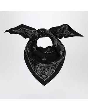 Destin Paisley Wool Scarf - Black