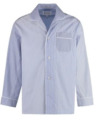 Maison Margiela Striped Cotton Pajama Shirt - Blue