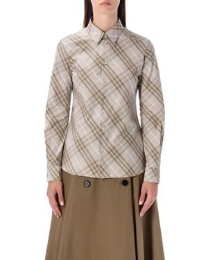 Burberry Slim Fit Cotton Check Shirt - Grey