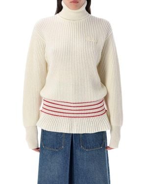 Chloé Oversized Wool And Mohair Knit Turtleneck Jumper - White