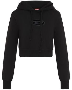 DIESEL Cotton Polyester Hoodie Sweatshirt - Black