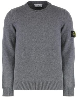 Stone Island Wool-Blend Crew-Neck Jumper - Grey