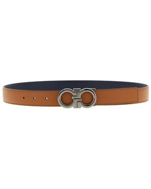 Ferragamo 'Gancini' Reversible Belt - White