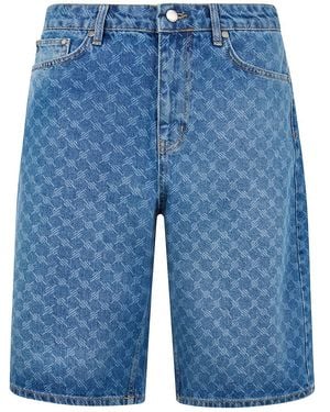 Daily Paper Monogram Denim Shorts - Blue