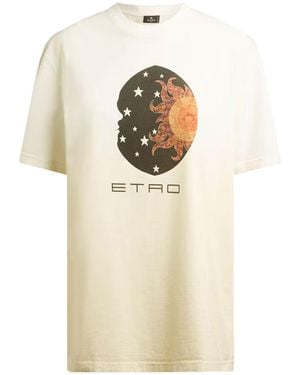 Etro T-Shirt With Sun And Stars - Natural