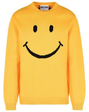 Moschino Smile Cotton Blend Sweater - Yellow