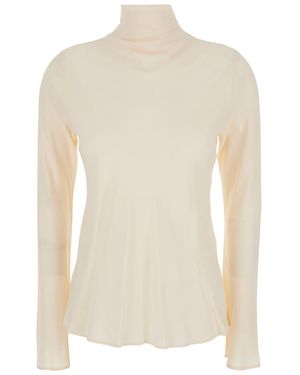 Semicouture Crepe De Chine High Neck Blouse - White