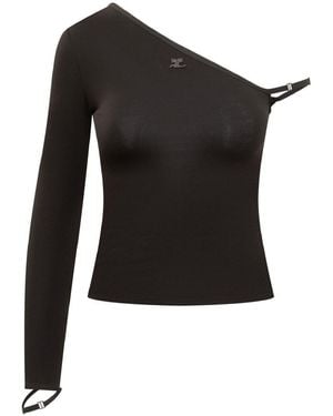 Courreges Crepe Top With Logo - Black