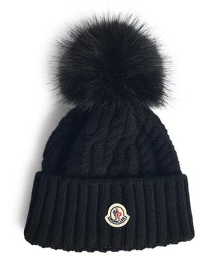 Moncler Virgin Wool And Cashmere Beanie - Blue