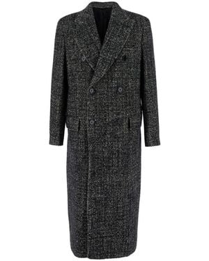 Dolce & Gabbana Double-Breasted Coat With Classic Lapels - Black