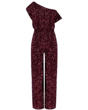 Elisabetta Franchi Rouge Noir Jumpsuit With Sequins - Purple