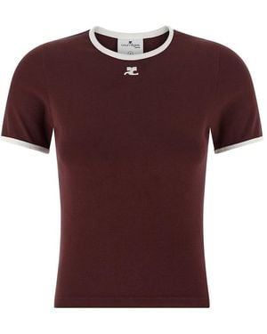 Courreges 'Signature Contrast' T-Shirt - Red