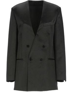 Philosophy Di Lorenzo Serafini V-Neck Satin Blazer With Double-Breasted Closure - Black