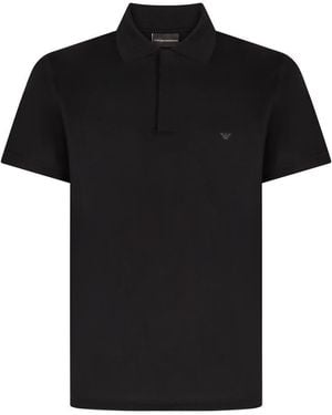 Emporio Armani Short Sleeve Cotton Polo Shirt - Black