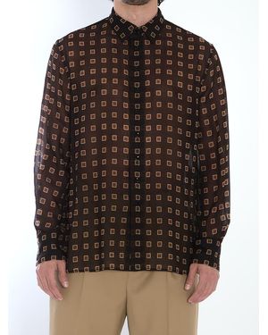 Saint Laurent Shirt With Geometric Pattern - Brown