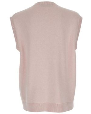 JW Anderson Sleeveless Vest With V Neck And Contrasting Logo Embroidery On The Front - Pink