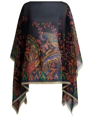 Etro Printed Scarf Cape - Black
